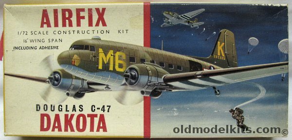 Airfix 1/72 Douglas C-47 Dakota - Or DC-3 - USAF or Silver Cities Airlines Decals, 483 plastic model kit